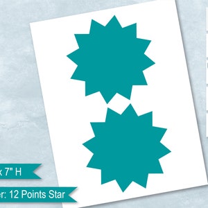 Star 12 point 5&quot; x 7&quot; Banner Blank Template, Star Flag Banner, Create Design Your Own, PsD, PNG, SVG, Dxf, MS Word Doc Formats