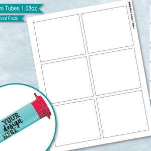 Mini Chocolate Tube 1.08oz 30.6g Blank Wrapper Template, Sticker Label, DIY, Create Design Your Own, PsD, PNG, SVG, DxF, Ms Word, Cricut