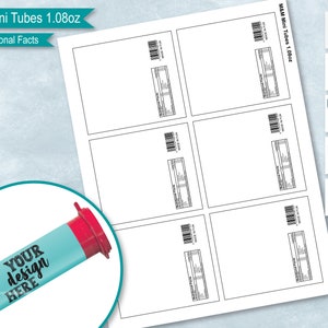 Mini ChocolateTube 1.08oz 30.6g Blank Wrapper Template with Nutritional Facts, DIY, Sticker Label, PsD, PNG, SVG, DxF, Ms Word, Cricut