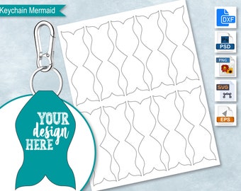 Mermaid Keychain Fob Sublimation , No Sew Key Chain Template, Fob Key Ring, Customize Your Own, DIY, Cricut SVG Cut file, PsD, Png, DxF, EPS