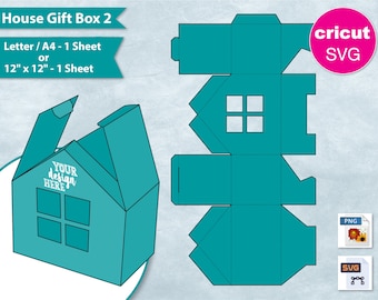House Gift Box 2, 8.5&quot;x11&quot; Sheet, House with Window Favor Box, Party Gift Box,Create Your Own,DIY, Cricut, Silhouette, Sublimation, SVG, PNG