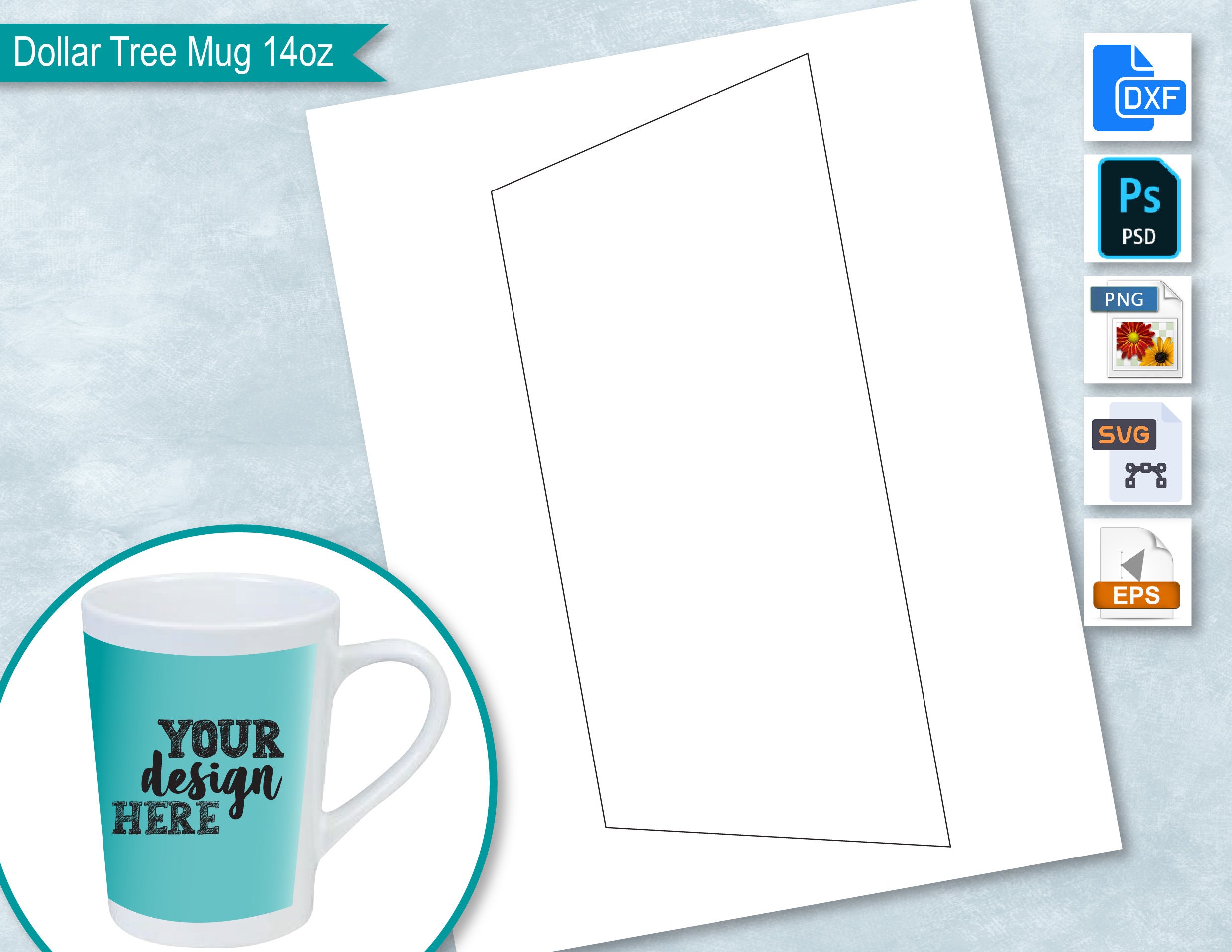 14 Oz Dollar Tree Mug Blank Wrapper Template, Coffee, Tea Mug ...