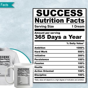 Success Nutrition Facts, SVG Nutritional Fact Label Template, Printable, DIY, Eps, PNG, SvG, DxF, Cricut, Silhouette
