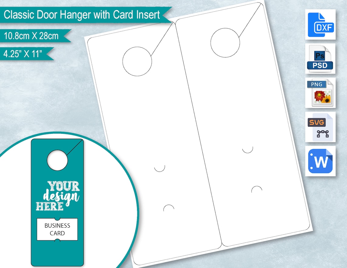 Classic Door Hanger With Card Insert Template Blank Label Etsy Classic Door Hanger With Card Insert Template Blank Label Etsy