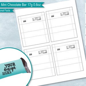 Mini Chocolate 0.6oz 17g with Nutritional Facts Blank Wrapper Template, DIY Sticker Label, PsD, PNG, SVG, DxF, Ms Word, Cricut, Canva