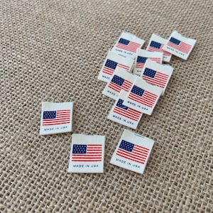 Woven American Flag Labels for Mask with Made in USA DIY Center Fold USA Stock Nature Color image 1