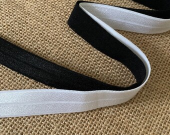 5/8" White or Black Fold Over Elastic Cord Stretch Face Mask Headband Hair Ties USA stock 5 10 20 Yards