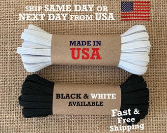 5 Yards | 10 Yards | 20 Yards DIY 1/4 inches width White | Black Knitted Elastic Made in USA Stock