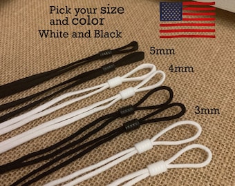24/50/100 Pcs White | Black Soft Elastic Band Cord with Adjustable Stopper Adjuster Buckle for DIY Mask Sewing USA Stock