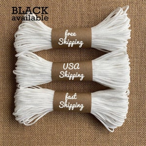 1/8 3mm White and Black Round Soft Elastic Band Cord for Mask 10 Yard or 20 Yard DIY USA stock Latex Free Earloop image 1