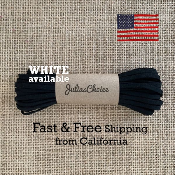 5mm (1/4") Black or White Flat Soft Elastic Band Cord Band for Mask DIY USA Stock