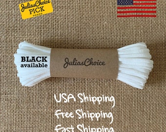 10 Yard | 20 Yard 4mm White or Black Flat Soft Elastic Cord DIY USA Stock Latex Free.