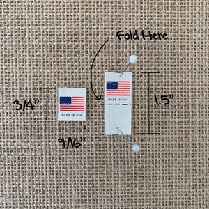 Woven American Flag Labels for Mask with Made in USA DIY Center Fold USA Stock Nature Color image 2