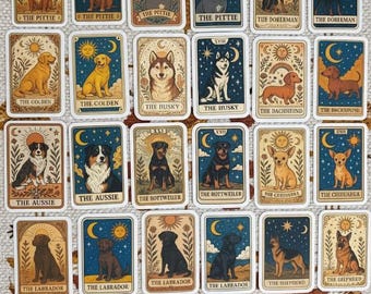 Dog Tarot Card Stickers, choose your breed