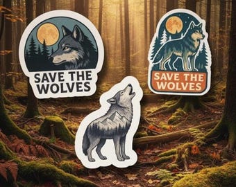 Save the wolves sticker, Wolf sticker pack