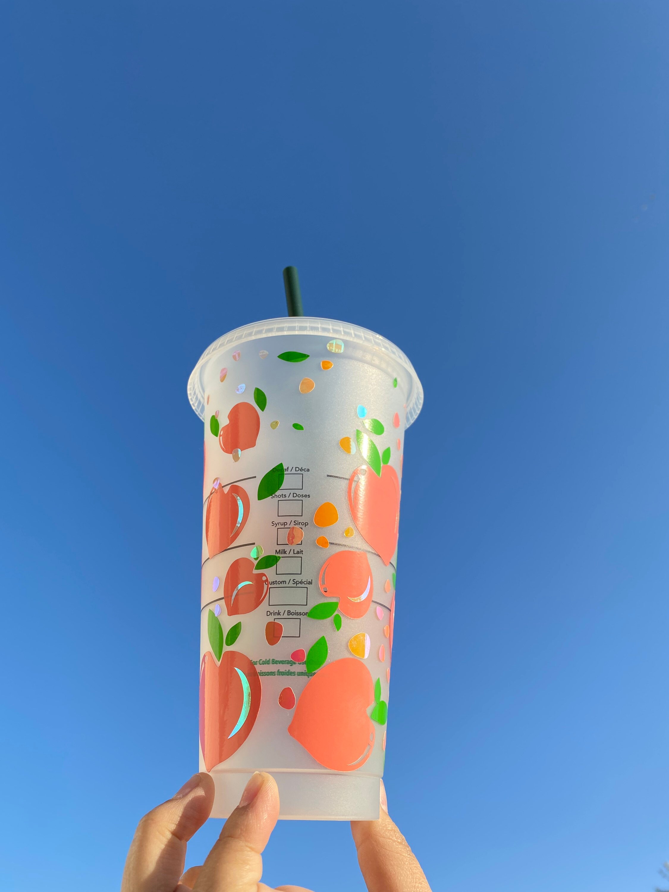 Peach Starbucks Cup Peach Emoji Starbucks Cup Peach Cup Etsy