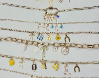 Mothers Day - Sports mom Charm - Sorority Charm Necklace - Basketball Charm Necklace - Paperclip Charm  - Charm Bar - Sports mom necklace