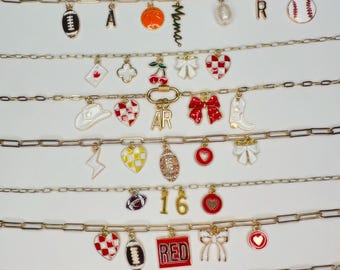Mothers Day Charm Bar - Girlie Mothers Day Gifts - Mom Charms - Paperclip Necklace - Personalized Charm Gift - Personalized Necklace