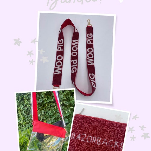 Beaded Coin Purse Beaded Razorback Purse Beaded Arkansas Etsy