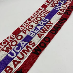 Bud Walton - Beaded Guitar Strap - Razorback Strap - Beaded Arkansas Strap - Game Day Bag - College Game Day - Razorbacks - Stadium Bag