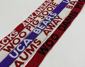 Bud Walton - Beaded Guitar Strap - Razorback Strap - Beaded Arkansas Strap - Game Day Bag - College Game Day - Razorbacks - Stadium Bag