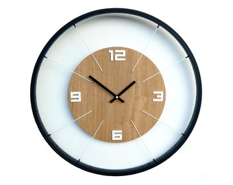 Wanduhr BIG Madison, schwarzer Aluminiumrahmen und 13-Zoll-Zifferblatt, originelles Geschenk, Überraschung