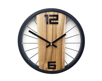 Wanduhr aus Walnussholz, 100 % Naturholz, Speichen, Geschenk, Überraschung