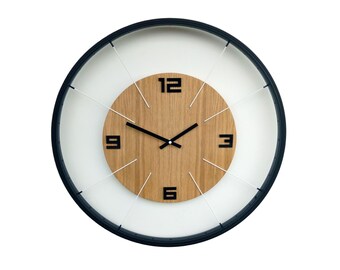 Wanduhr BIG Madison, schwarzer Aluminiumrahmen und 13-Zoll-Zifferblatt, originelles Geschenk, Überraschung