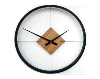 Square wall clock with 20 inch unique black aluminum frame, original and modern gift, bicycle
