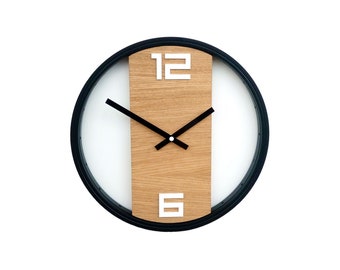 Belmont wall clock made of oak wood and bicycle wheel, gift. Unique wall clock, gift