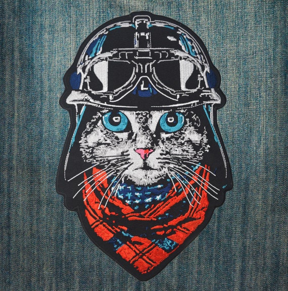 Cute Biker Cat Large Embroidered Back Patch for Jacket & Vest Etsy