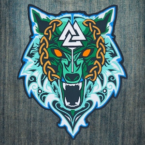 Viking Wolf of Odin Large Embroidered Back Patch (Ice Wolf)