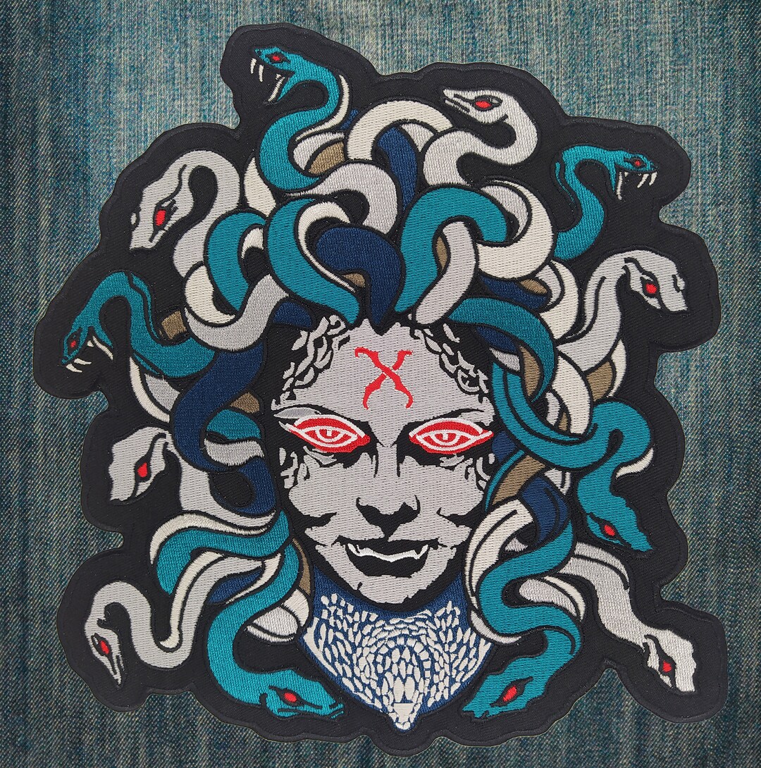 Medusa Red X on Forehead Large Embroidered Back Patch - Etsy New Zealand