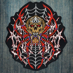 Spider Skull Large Embroidered Back Patch