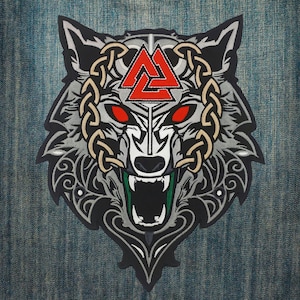 Viking Wolf of Odin Large Embroidered Back Patch
