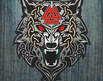 Viking Wolf of Odin Large Embroidered Back Patch