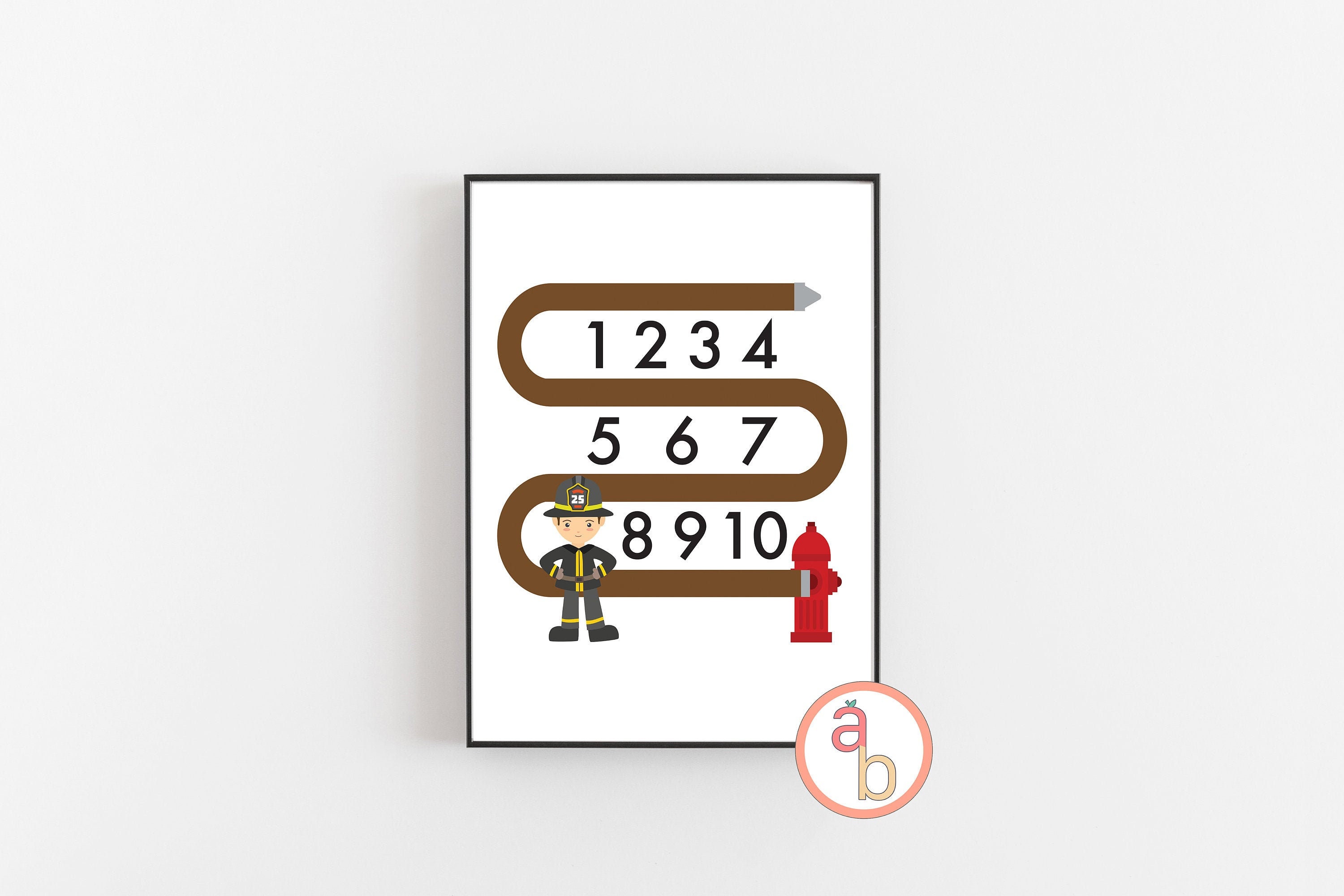 Firefighter Number Poster Kids Number Print Fireman Etsy México