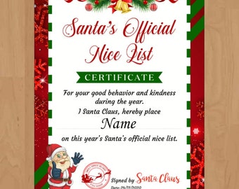 Personalised Vintage Nice Certificate From Santa With Added Sparkle! 