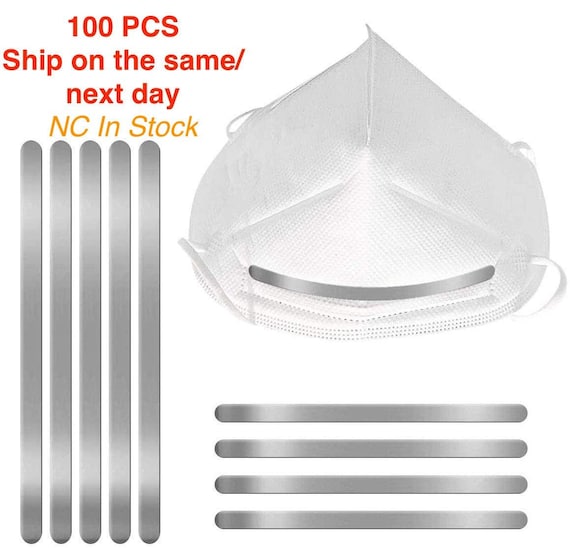Nose Bridge 100PCS Shed Protector Aluminum 3.54 Inch Nose Bridge Strips for Mask , Adhesive Metal Flat Aluminum Bar Strip Straps Nose Bridge Band Clip for DIY Mask Handmade Crafting Making