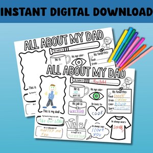 Alles über meinen Vater - druckbares Arbeitsblatt zum Ausfüllen der Vorlage | Vatertag | sofortiger digitaler Download | Vatertagskarte