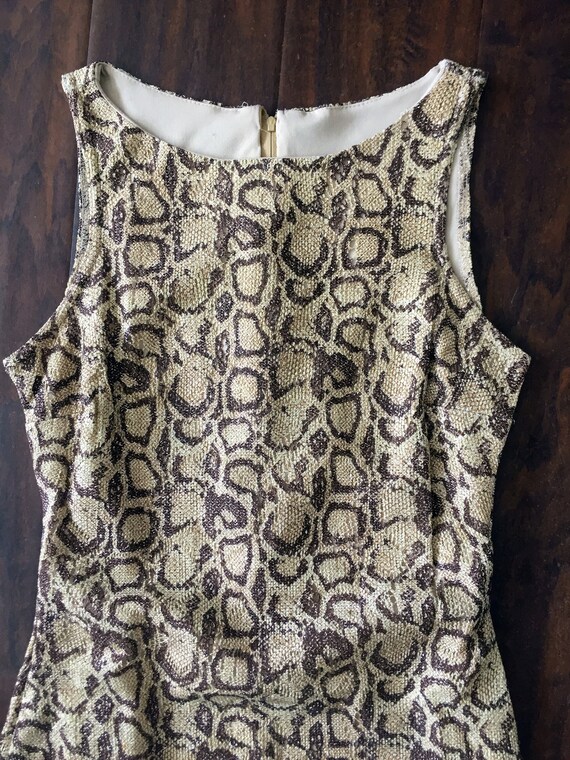 1960s Lurex Knitted Cocktail Dress Gold Cheetah