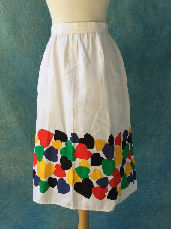 1990s White Skirt with hearts "Charles Jourdan "