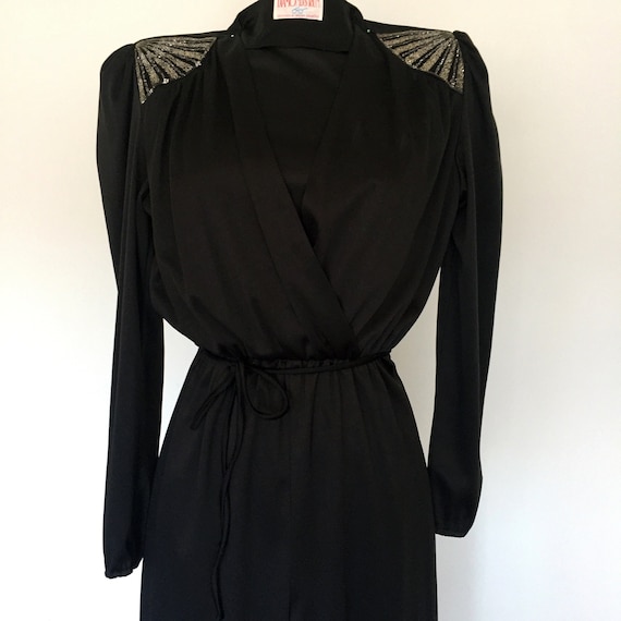 1980s Black Glitter Jumpsuit Diamond Run