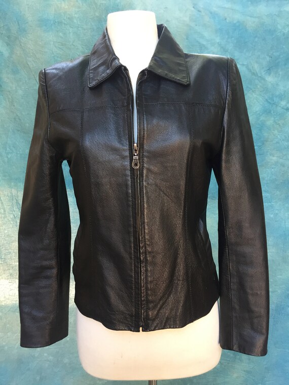 1980s Leather Jacket Black XS/S