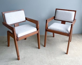 Handmade Hardwood LUSSO Armchair: Walnut Dining or Lounge Chair