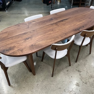Table à manger ovale en noyer fait main, table de cuisine moderne en bois dur