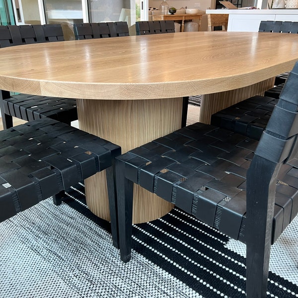 Custom. Fluted tambour oval oak dining table. Made to order. FREE QUOTE. Round table, oak dining table, modern table.