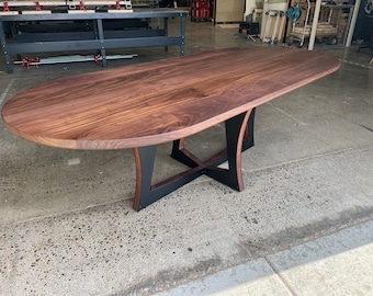 Custom Oval Walnut Dining Table | Modern Hardwood Kitchen Table