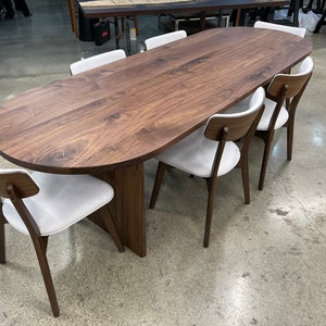 LUNA’ Solid Walnut Dining Table, custom table, table and chairs, oval table, pedestal table, chairs