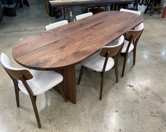 LUNA’ Solid Walnut Dining Table, custom table, table and chairs, oval table, pedestal table, chairs